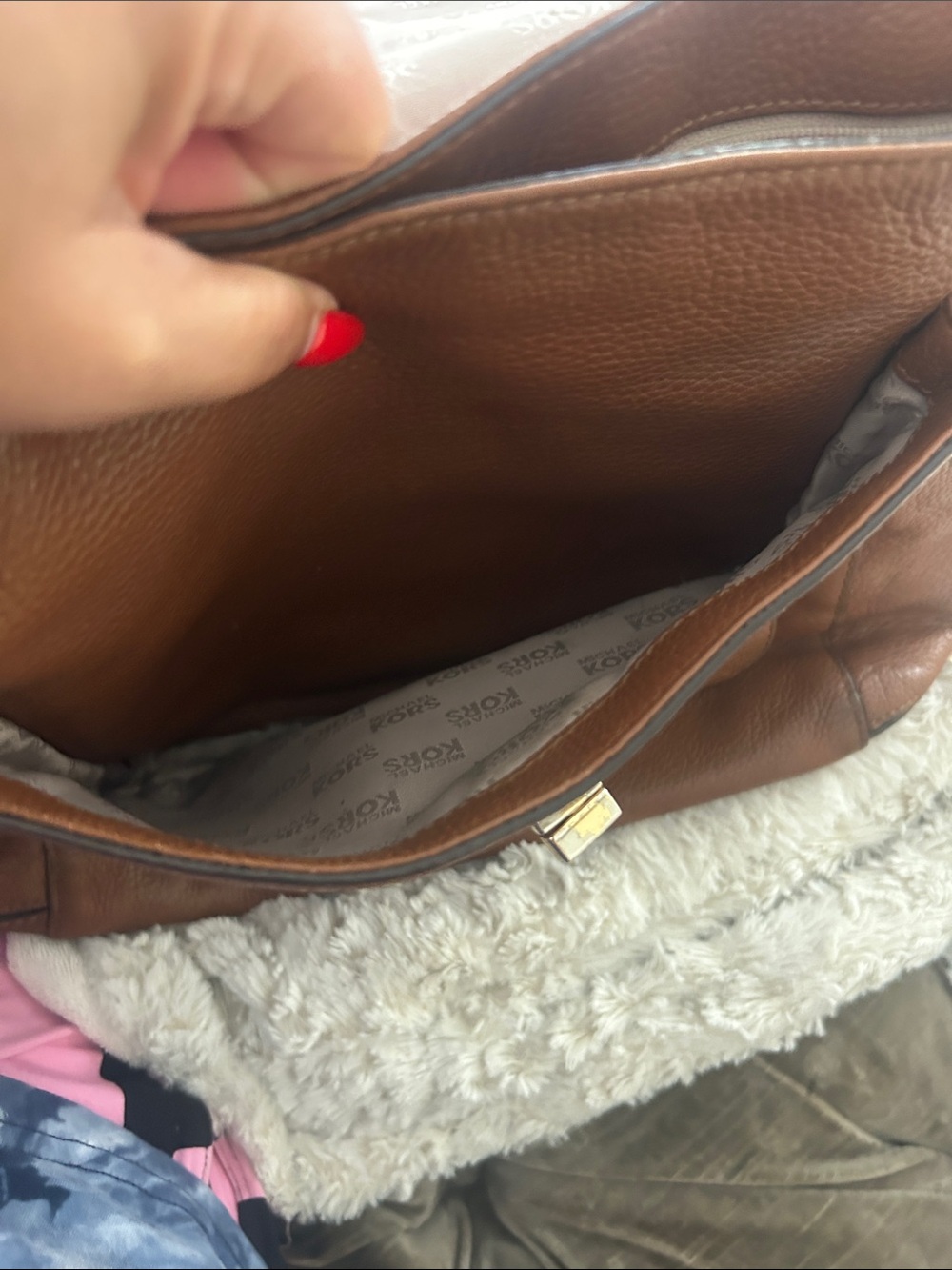 Michael Kors Sloan X-Large Leather Satchel Handbag Brown Luggage Top Handle Tote - Picture 12 of 14